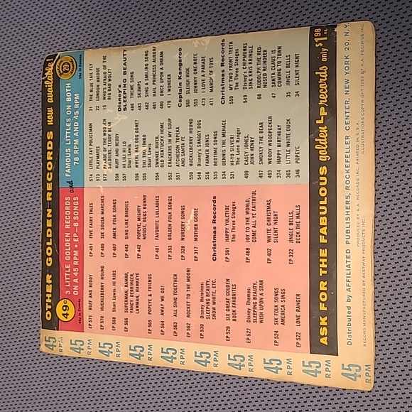 Walt Disney's Song For Toby Tyler Biddle-Dee-Dee 45 RPM Vinyl Record - Picture 2 of 4